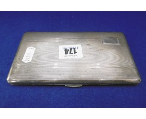 LARGE ART DECO HALL MARKED SILVER ENGINE TURNED CIGARETTE CASE