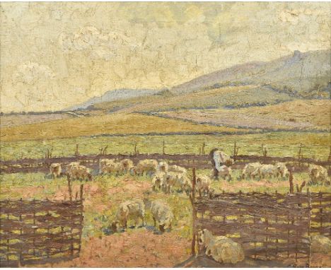 CECIL ROSS BURNETT (1872-1933) British
A Sussex Sheep Fold
Oil on canvas
Signed and inscribed to verso
41.5 x 33.5 cm, framed