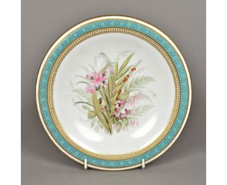 A 19th century Worcester porcelain comport
Centrally painted with floral sprays within gilt and beaded rim, impressed mark to