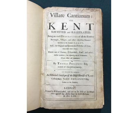 Philipott, Thomas. Villare Cantianum: or Kent Surveyed and Illustrated, first edition, large folding engraved county map, fol