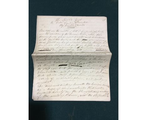 Edwards, Amelia. A manuscript essay titled 'The Spirit's Gift. A Tale of a Painter', 12pp., recto only, numerous corrections,