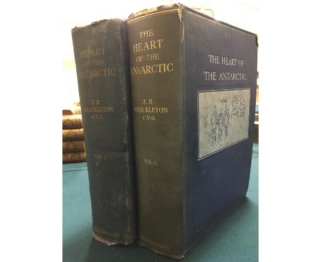 Shackleton, Ernest H. The Heart of the Antarctic, 2 volumes, first edition, half-titles, frontispieces, 12 coloured plates, 3