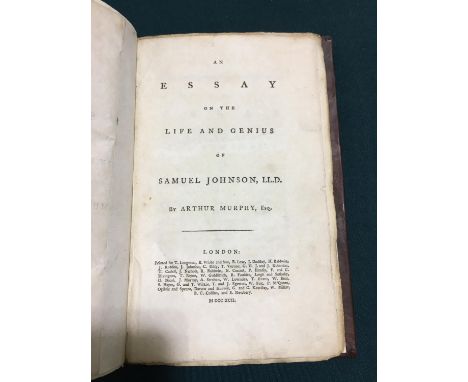 Murphy, Arthur. An Essay on the Life and Genius of Samuel Johnson, first edition, half-title, some browning, modern period-st