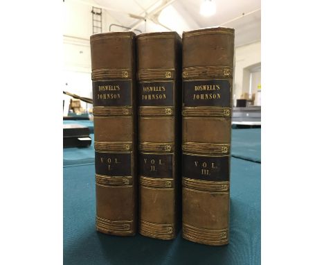 Boswell, James. The Life of Samuel Johnson, 3 volumes, second edition, engraved portrait frontispiece, 2 folding engraved pla