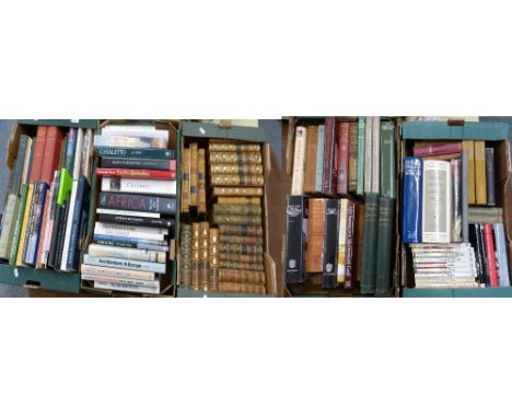 Four boxes of mainly architectural books, together with a box of leather bound books (5)