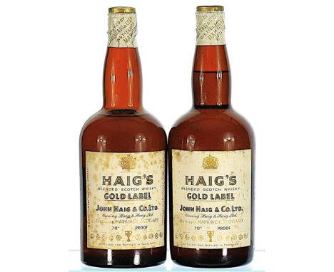 John Haig & Co, Haig Gold Label, Original Blended Scotch Whisky Circa 1950s 2x70cl  70% proof, 1 TS, labels stained, 1 label 