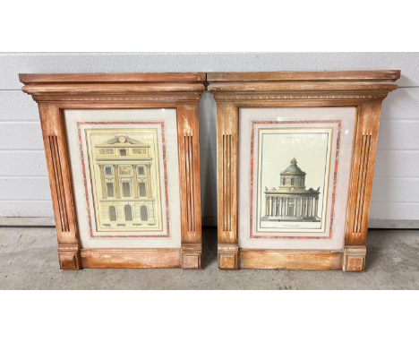 2 framed and glazed architectural prints by Deneufforge. Frames in a regency style, approx. 73 x 59.5cm. 