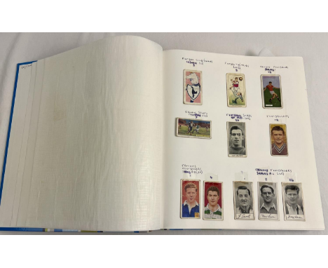 An album containing a collection of various vintage cigarette and bubble gum collectors cards of footballers and football tea