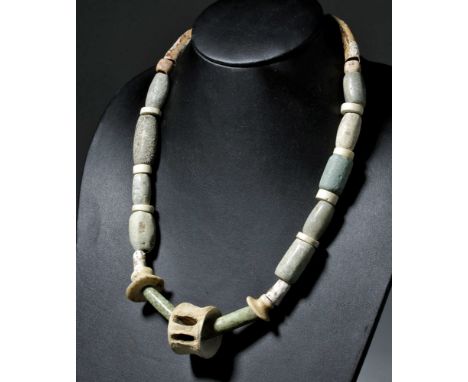 Pre-Columbian, Mexico, Valley of Oaxaca, Zapotec, ca. 500 to 700 CE. A grand necklace comprised of ancient stone disc spacers