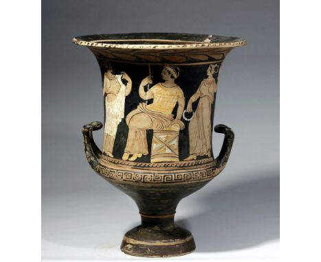 Magna Graecia, South Italy, Campanian, Cumae B, Nicholson Painter's workshop, ca. 325 to 320 BCE. A monumental calyx krater o