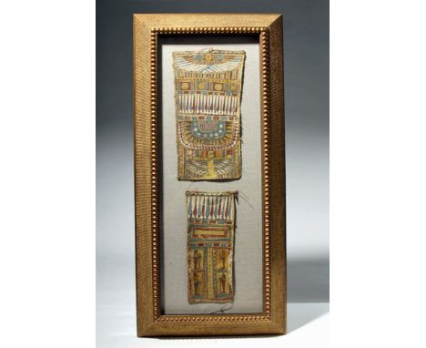 Egypt, Late Dynastic period, ca. 712 to 332 BCE. A pair of brightly painted cartonnages - plastered layers formed into panels