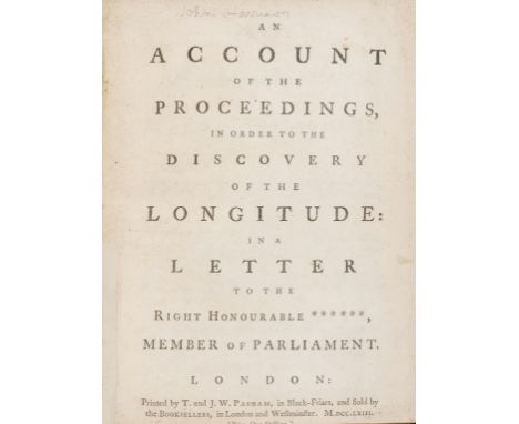 Longitude.- Harrison (John).- [Short (James)] An account of the proceedings, in order to the discovery of the longitude: In a