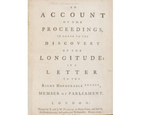 Longitude.- Harrison (John).- [Short (James)] An account of the proceedings, in order to the discovery of the longitude: In a