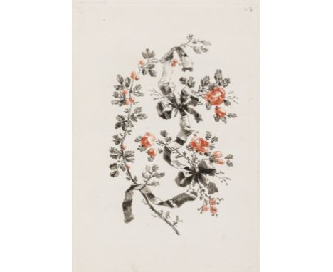 Ornament.- Pillement (Jean) Cahier de Six Noeuds de Rubans. Ornées  de Fleures, et Gravée en maniere de deux Crayons..., 6 st