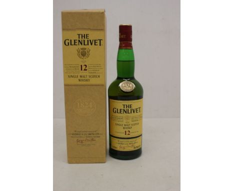 A Bottle Of Glenlivet 12 Year Old Single Malt Scotch Whisky In Presentation Box 