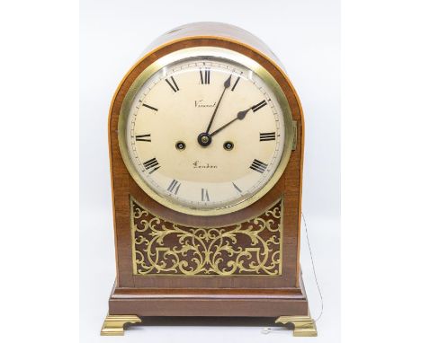 An early 19th century Vincent of London, verge bracket clock,  with circular dial  Roman numerals, gilt fret work to front an