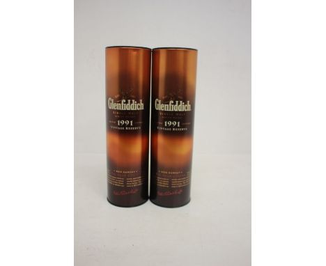 Two Bottles Of Glenfiddich 1991 Vintage Reserve Limited Edition, Both In Presentation TinsBoth Bottles Are Sealed And Measure