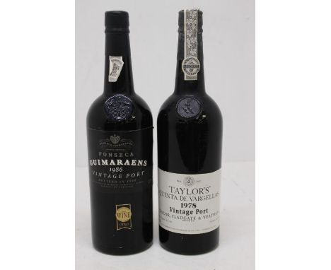 A bottle of Taylor's Quinta de Vargellas 1978 Vintage port, along with a bottle of Fonseca Guimaraens 1986 vintage portBoth B