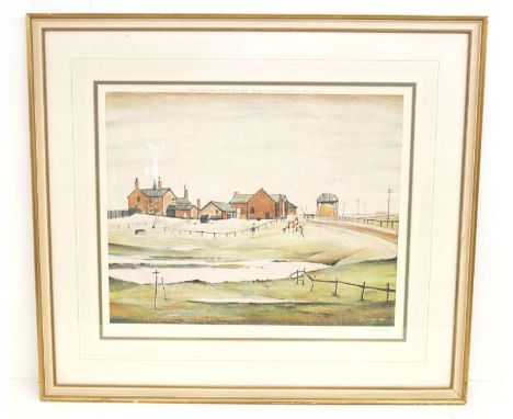 Laurence Stephen Lowry R.B.A. R.A. (British 1887-1976), Landscape with farm buildings, coloured print,&nbsp;signed in pencil 