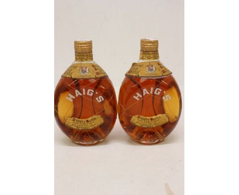 2 bottles of Haig's Scotch Whisky Dimple Bottle  With Spring Cap Circa 1950's / 1960's With Wire Surround On Both Bottles Bot