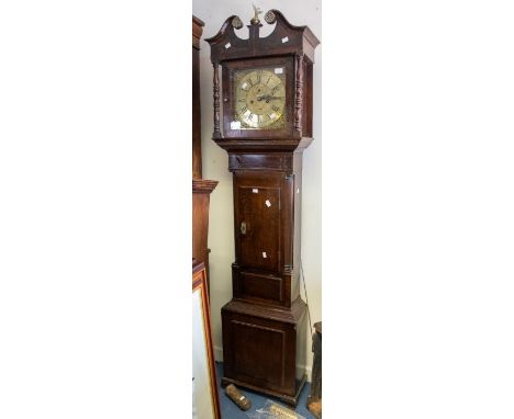 Gabriel Smith of Chester, an early 18th Century eight-day oak and mahogany longcase clock, the 30cm brass dial with Roman num