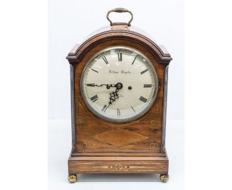 A late 18th century William Shayler London twin fusee Bracket/table clock.With white enamel dial with Roman numerals, measuri