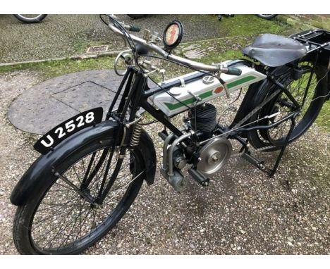 Vintage Motorcycle: 1921 Connaught 234cc. First registered 13/01/1921. Engine no. 479. Registration no. U 2528.&nbsp;Appears 