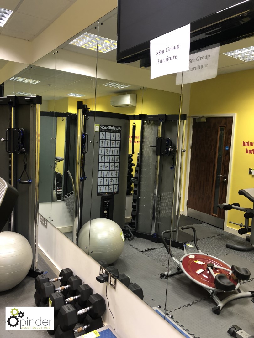 9 wall mounted Mirrors, 2000mm x 1000mm per mirror (located in