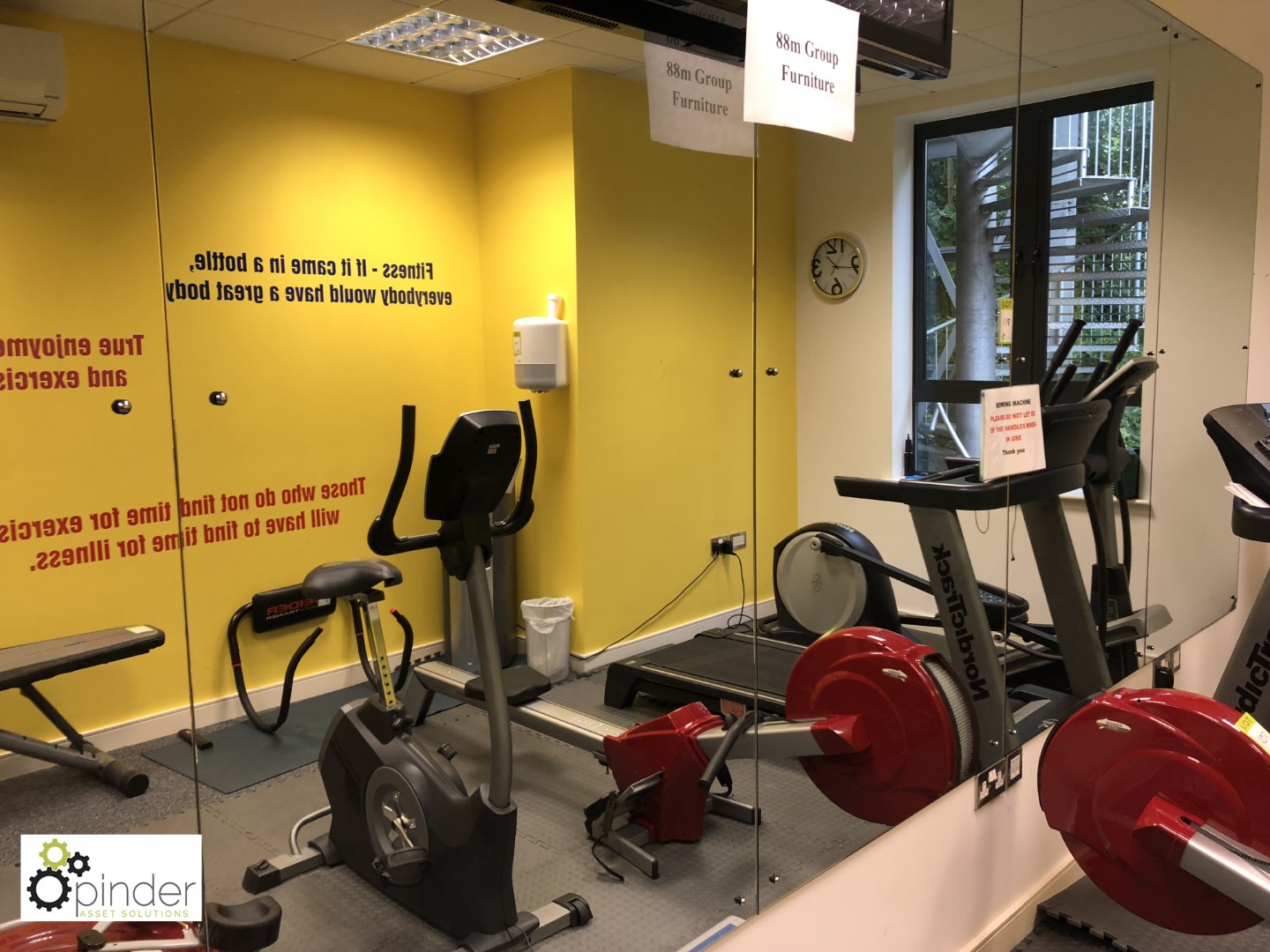 9 wall mounted Mirrors, 2000mm x 1000mm per mirror (located in