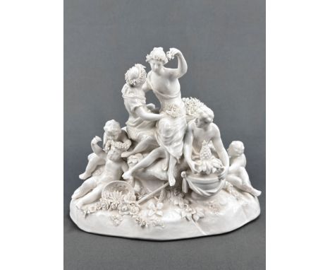 Porzellangruppe "Flora und Pomona", Nymphenburg, 20. Jahrhundert, nach Frankenthaler Modell von Joh. Adam. Weiß, Modellnummer