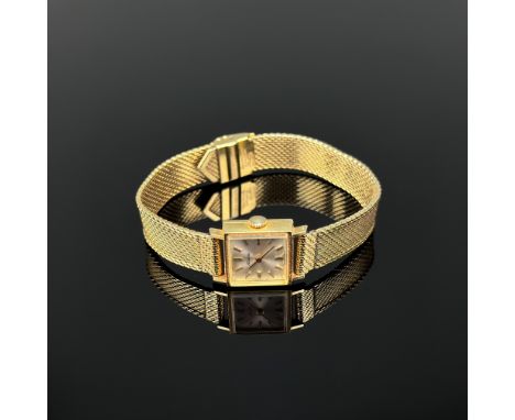 Alpina, Band doublee, Uhrengehäuse 750/18k (punziert), Gesamtgewicht 28,5g, Handaufzug, läuft an, Länge Band 20cm