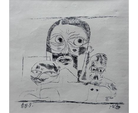 Klee, Paul (1879 Münchenbuchsee - 1940 Muralto) "Drei Köpfe", 1919, Lithographie, unten rechts im Stein signiert und unten li