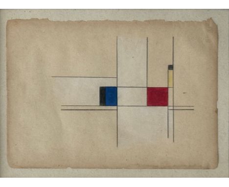 Unbekannte/r Künstler/in (20. Jahrhundert) Geometrische Komposition, Mischtechnik auf Papier, Blattgröße 21x14cm, 26x19,5cm m