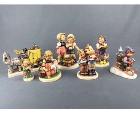 Konvolut Hummel-Figuren und Figurengruppen, Goebel, 7 Stück, bestehend aus Nummer 412 "Dreckspatz, wasch Dich", Nummer 226 "T