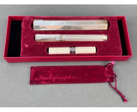 Montegrappa Füllfederhalter, "80th Anniversary", limitierte Edition 0107/1912, achteckiges Modell, Korpus Sterlingsilber, 18K