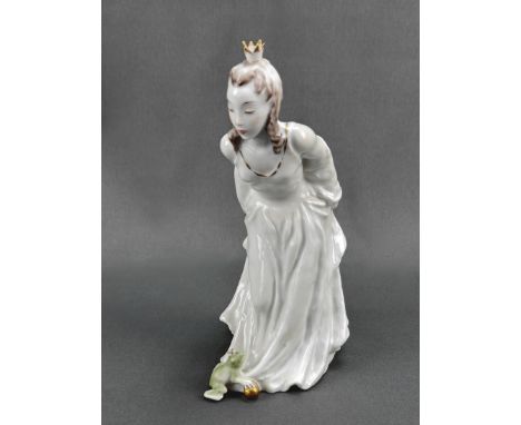 Porzellanfigur "Froschkönig", Rosenthal, Entwurf Lore Friedrich-Gronau (1905 Görlitz - 2002 Münsterschwarzbach) 1948, natural