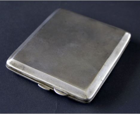 1920s silver engine turned cigarette case, maker A*Wilcox, Chester 1928, 3.75" long, 4oz approx