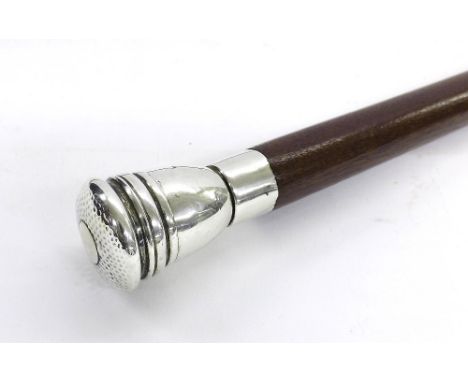 Hardwood walking stick with silver acorn finial and brass foot cap, silver hallmarks maker Henry Matthews, Birmingham 1904, 3