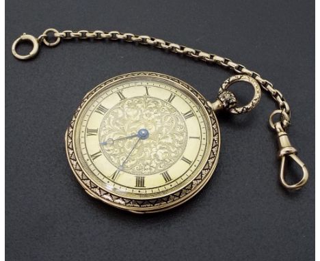 Fine Bautte & Moynier, Geneva quarter repeating gold and enamel pocket watch, the gilt frosted cylinder movement with plunge 