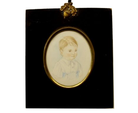 Early 20th Century School - Bust portrait of a boy, watercolour, oval mount, 3" x 2.5" 