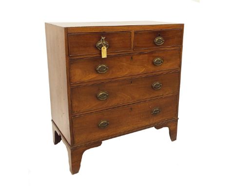 Late Georgian mahogany caddy top chest of drawers, with two short over three long drawers upon bracket feet, 38.5" x 36"
