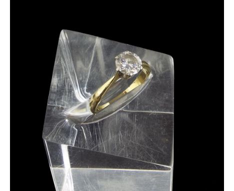 18ct round brilliant cut diamond solitaire ring, 1.01ct approx, colour K, SI1/1, ring size N