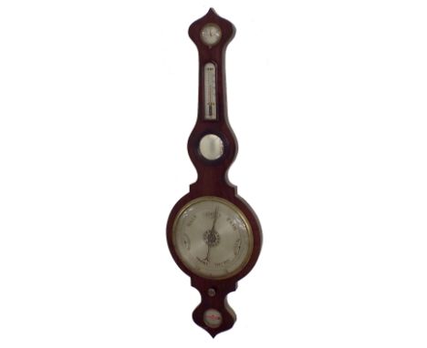 Rosewood onion top five glass banjo barometer, with a 10" circular silvered dial, 40" high