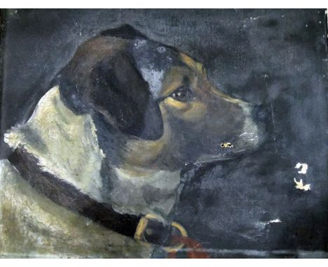 Framed print of the River Thames, St Paul's Cathedral in the background, oil on canvas portrait of a dog and a woven picture 