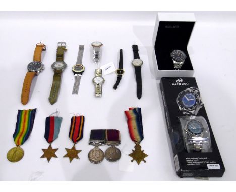 Campaign medals, Northern Ireland and regular army, both to L CPL JE Morris, GLR, a George V medal 1914-15 to P Hazelhurst N.