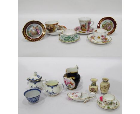 Quantity of miniature ceramic items to include a Spode cup and saucer, Derby posies cup and saucer, Wedgwood cup and saucer, 