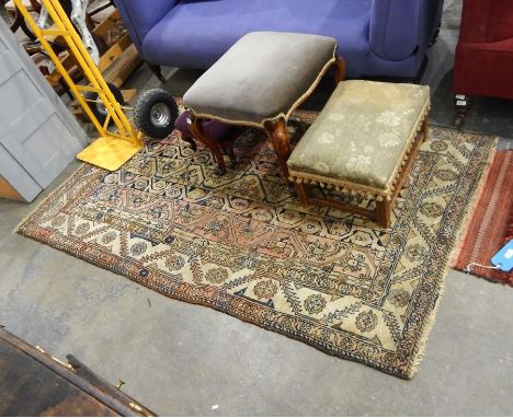 Persian style rug, cream ground with red border, geometric design, 190cm x 113cm 