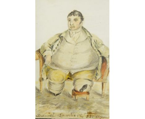 Watercolours drawingsLate 18th century caricatures, named ie 'The Politician', ' Jane Lawson 116 of age', 'John Gate alias Du