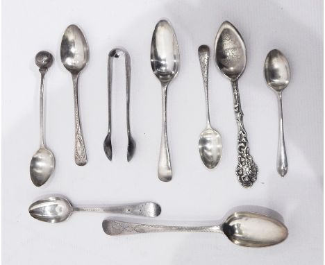 Pair of early 20th century silver napkin rings, Birmingham 1906, another silver napkin ring, Birmingham 1897, a silver spoon 