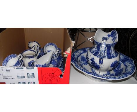 Spode 'Italian' part service including meat plate, jugs, cups, saucers, etc and an early 20th century ewer and basin 'Fashoda
